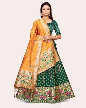 women floral print a-line lehenga choli set with dupatta