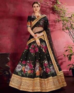 women floral print a-line lehenga choli set with dupatta