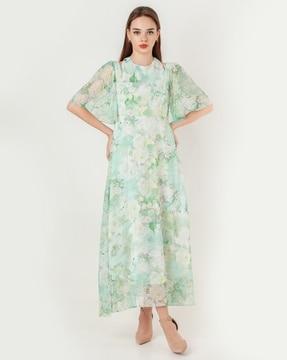 women floral print a-line maxi dress