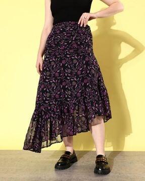 women floral print a-line skirt