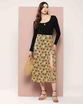 women floral print a-line skirt