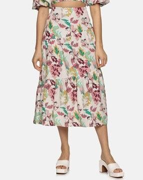 women floral print a-line skirt