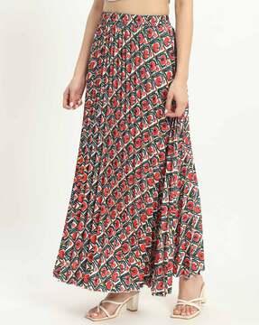 women floral print a-line skirt