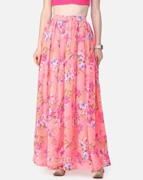 women floral print a-line skirt