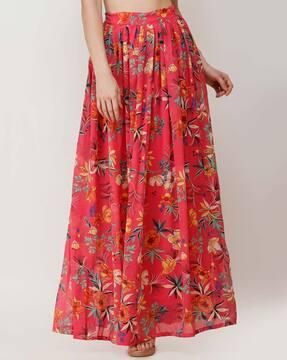 women floral print a-line skirt