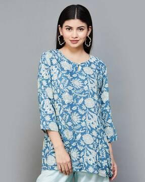 women floral print a-line tunic