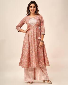 women floral print anarkali kurta set