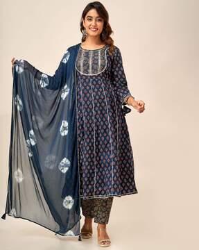 women floral print anarkali kurta set