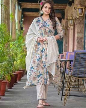 women floral print anarkali kurta set