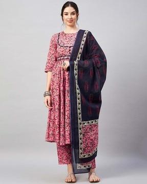 women floral print anarkali kurta set