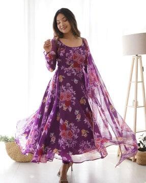 women floral print anarkali kurta set