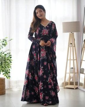 women floral print anarkali kurta set