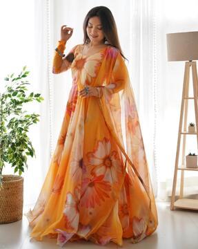 women floral print anarkali kurta set