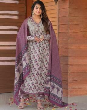 women floral print anarkali kurta set