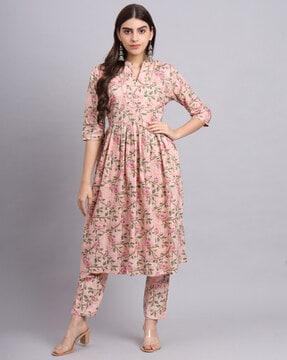 women floral print anarkali kurta set