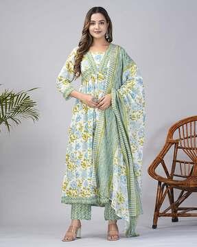 women floral print anarkali kurta set