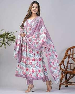 women floral print anarkali kurta set