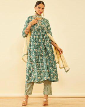 women floral print anarkali kurta set