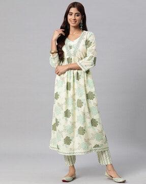 women floral print anarkali kurta set