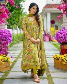 women floral print anarkali kurta set