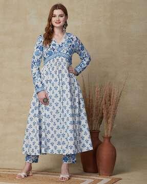 women floral print anarkali kurta set