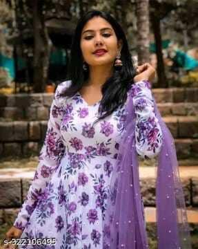 women floral print anarkali kurta set