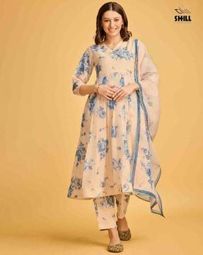 women floral print anarkali kurta set