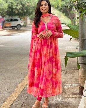 women floral print anarkali kurta set