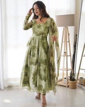 women floral print anarkali kurta set