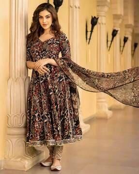 women floral print anarkali kurta set