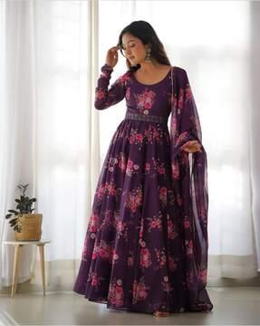 women floral print anarkali kurta set