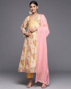 women floral print anarkali kurta set