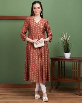 women floral print anarkali kurta