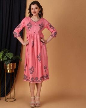 women floral print anarkali kurta