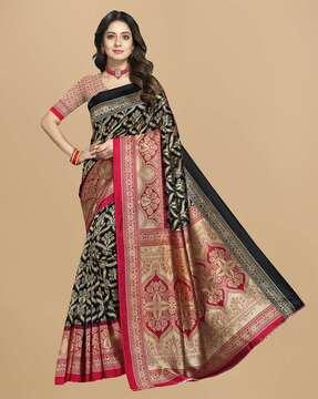 women floral print art silk saree