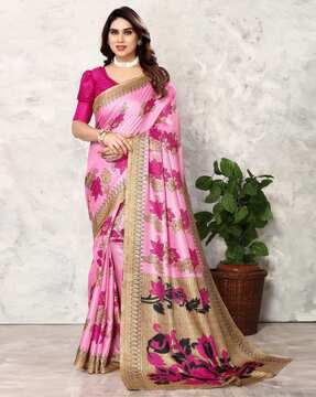 women floral print art silk saree