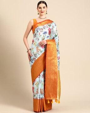 women floral print art silk saree