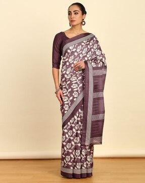 women floral print art silk saree