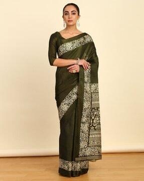 women floral print art silk saree