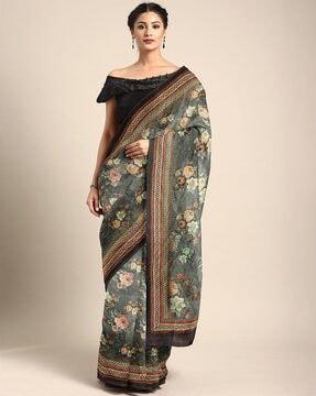 women floral print art silk saree