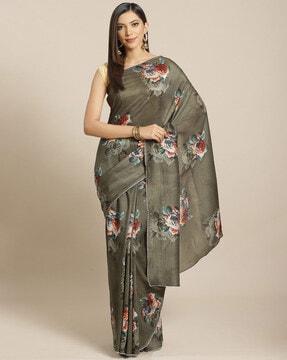 women floral print art silk saree