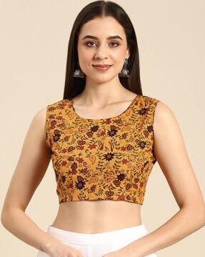 women floral print back-open blouse