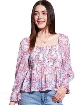 women floral print blouse top