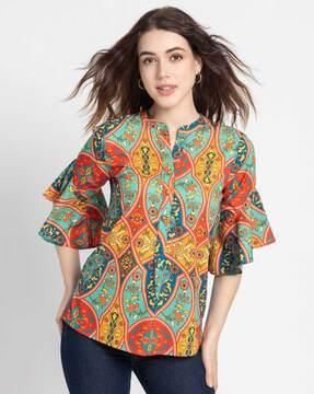 women floral print blouson top