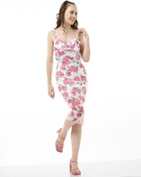 women floral print bodycon dress