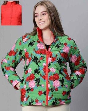 women floral print bomber jacket