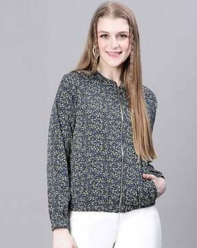 women floral print bomber jacket