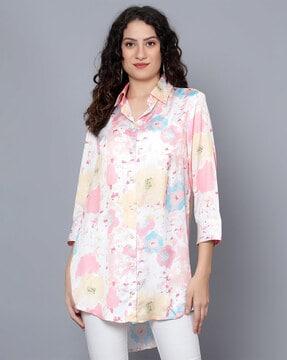 women floral print boxy fit shirt