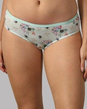 women floral print briefs with elasticated waist