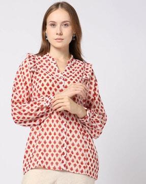 women floral print button-down regular fit shirt